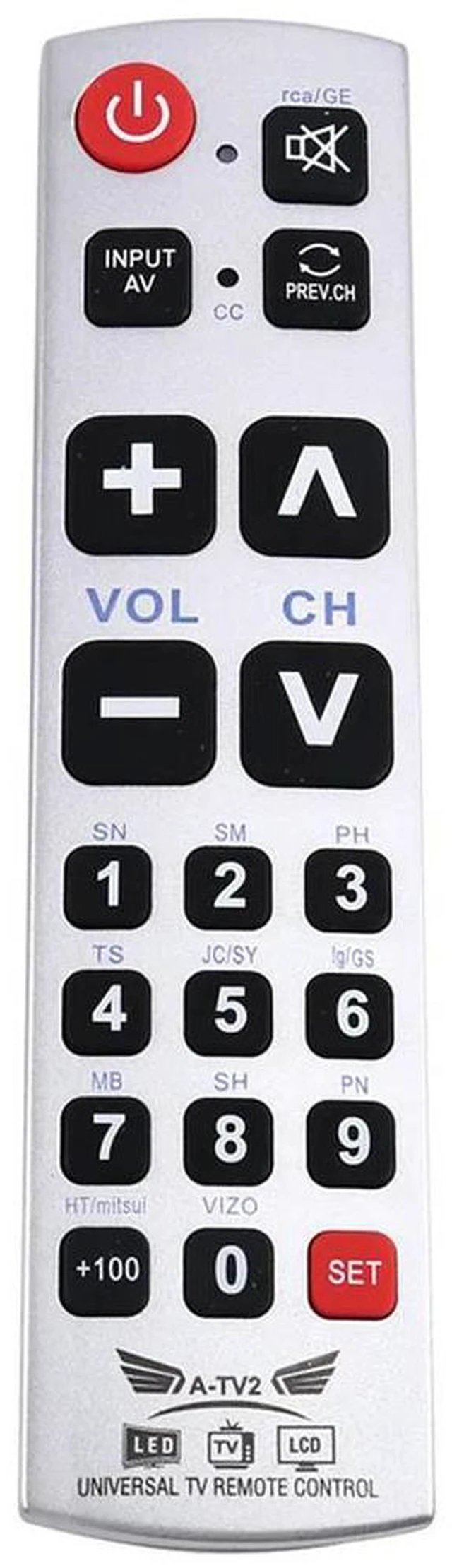Main image of AJMRTC A-TV2 Big Button Universal TV Remote Control, Large Button LED LCD Television Remote Controller, Compatible with Galaxy Matrix TV, Simple Operation Remote for Seniors Elderly