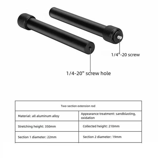 Alt view image 3 of 3 - AJMRTC Adjustable Tripod Extension Tube, Handheld Telescopic Extender Pole Rod for Gimbal, Tripod, Phone and Camera, Portable Telescopic Stick for Photography and Video Shooting