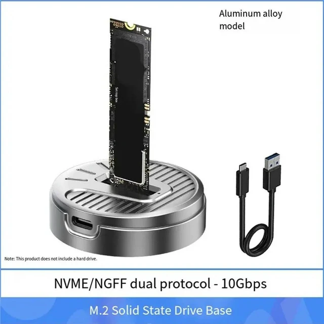 Alt view image 3 of 3 - AJMRTC M.2 SSD Aluminum Docking Station, 1000MB/s External Hard Drive Base, Type-C M2 Enclosure Supports NVME and NGFF SATA M.2 SSD, Portable M.2 SSD Reader Dock for Data Backup