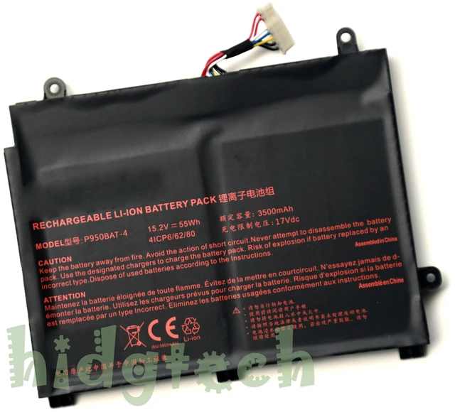 Main image of New P950BAT-4 6-87-P950S-51E00 Battery for Clevo P950HP P957HR P950HR NP8955 Technologies Key 15 TERRANS FORCE T1000 T800 Seires