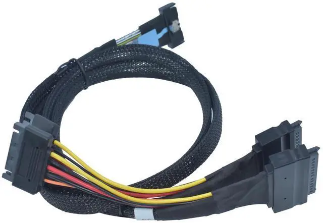 Alt view image 7 of 7 - LetLinkSo PCIe 5.0 MCIO x8 to 2 x SFF-8639 Cable for U.2 NVMe SSD with 15Pin Power, 2.1ft(65 cm)