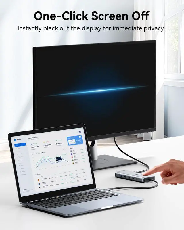 Alt view image 5 of 7 - USB C Docking Station Dual Monitor 2 HDMI for Dell/HP/Lenovo Laptop | USB C Hub 2 HDMI Dual HDMI, Turn off Screen Button, 4*USB C 3.0/2*USB A 3.0/2*USB A 2.0/Ethernet Port/USB C Charging Port