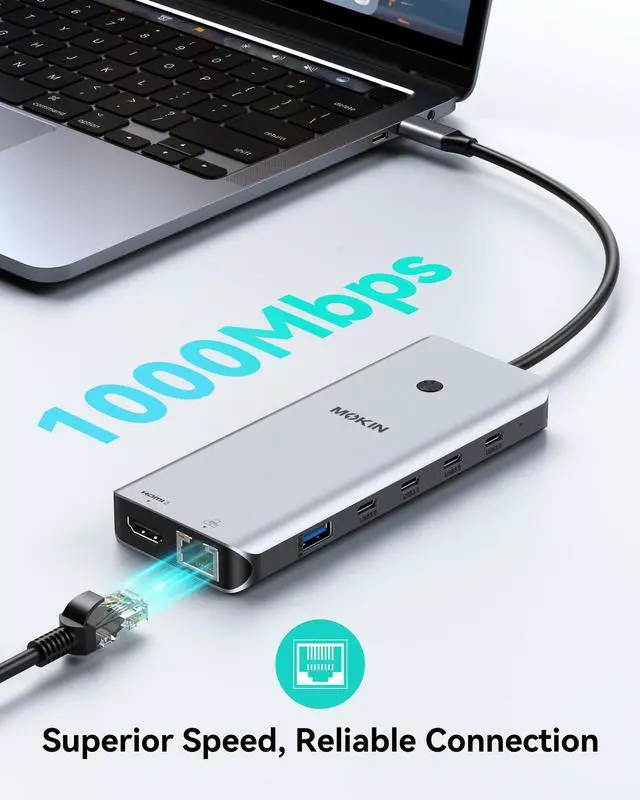 Alt view image 7 of 7 - USB C Docking Station Dual Monitor 2 HDMI for Dell/HP/Lenovo Laptop | USB C Hub 2 HDMI Dual HDMI, Turn off Screen Button, 4*USB C 3.0/2*USB A 3.0/2*USB A 2.0/Ethernet Port/USB C Charging Port