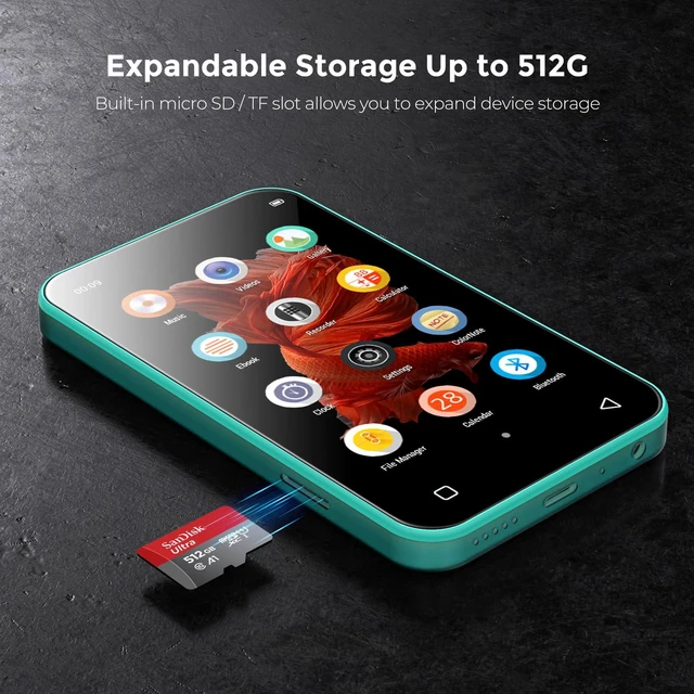 Alt view image 6 of 7 - 72GB MP3 Player with Bluetooth, 4.0" Full Touchscreen Mp4 Mp3 Player with Speaker, Portable HiFi Sound Music Player with Voice Recorder, Can't Install/Download Any New Apps (Blue,without WIFI)
