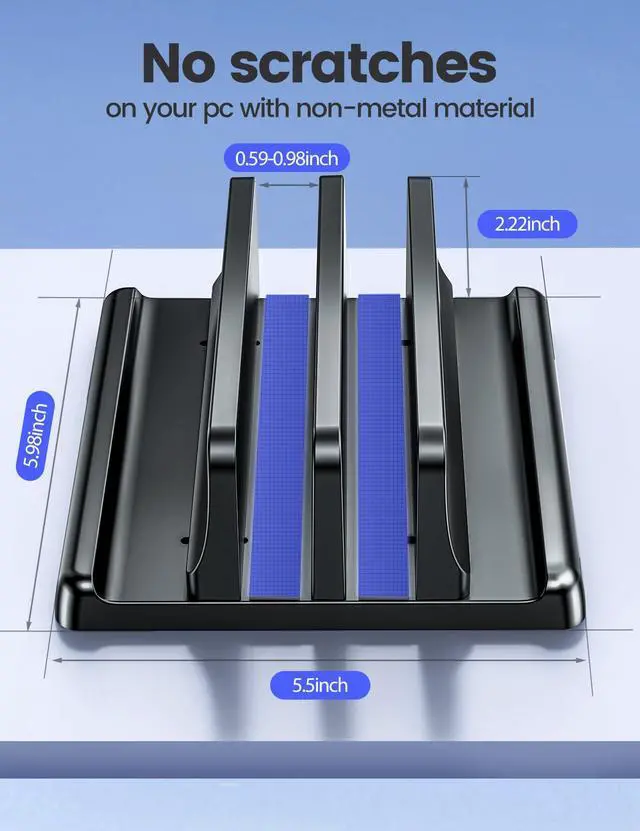 Alt view image 5 of 7 - Vaydeer Vertical Laptop Stand for Desk,Dual Slots Plastic Laptop Holder with Space Saving 4-in-1 Design,Adjustable Laptop Organizer Storage Supports for MacBook,Mac,HP,Dell,Microsoft Surface,Lenovo