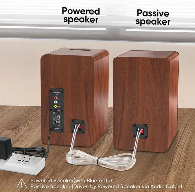 Alt view image 2 of 7 - Saiyin Bluetooth Bookshelf Speakers, 40W X 2 Powered TV Speakers with 4 Inch Woofer, Turntable Speakers with Optical/AUX Input/Subwoofer Line Out for PC and TVs