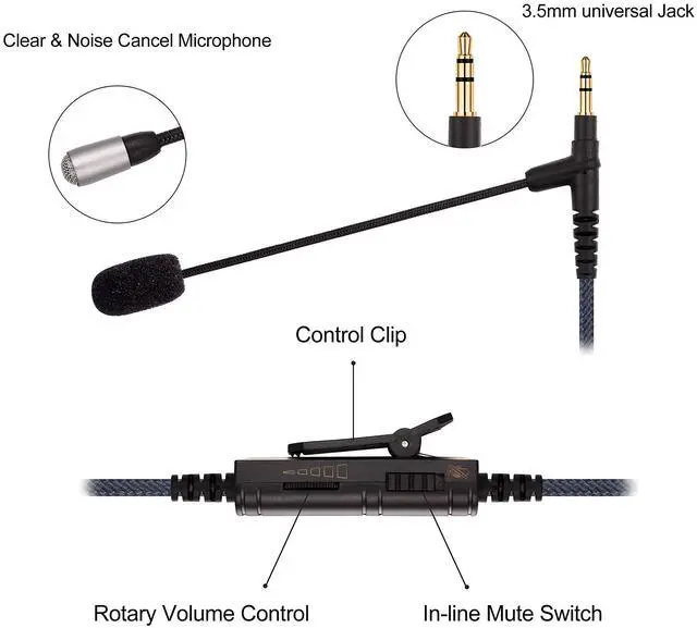 Alt view image 2 of 7 - Cable Boom Microphone - Volume Control for PlayStation PS4 or Xbox One Controller, PC, Tablet ,Laptop, Smartphone - Boompro Gaming Mic compatible with V-Moda or Most Other 3.5mm Jack Headphone 150CM