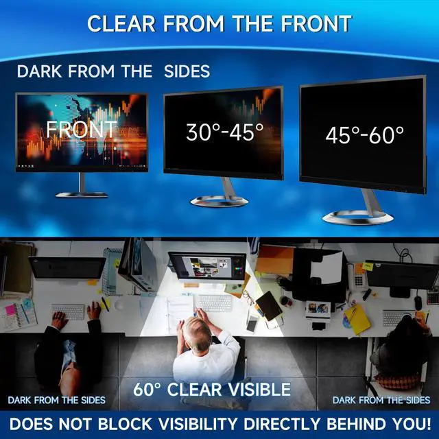 Alt view image 3 of 7 - 2-Pack 24 Inch Computer Privacy Screen Filter, Anti-Spy/Glare Protector Film for Widescreen Monitor with 16:9 Aspect Ratio (Width x Height: 531mm x 298mm)