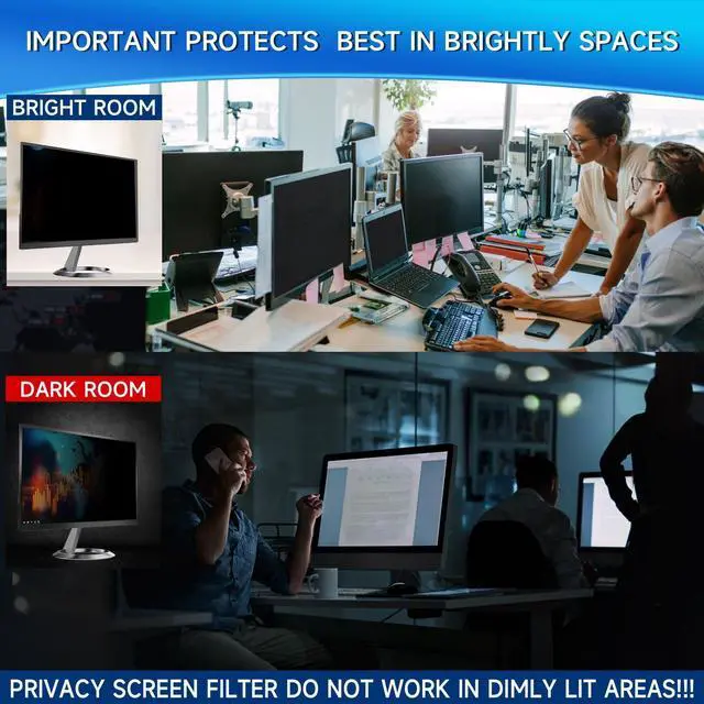 Alt view image 6 of 7 - 2-Pack 24 Inch Computer Privacy Screen Filter, Anti-Spy/Glare Protector Film for Widescreen Monitor with 16:9 Aspect Ratio (Width x Height: 531mm x 298mm)