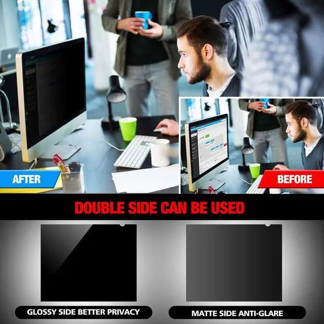 Alt view image 4 of 7 - Computer Privacy Screen Filter for 24 Inch 16:9 Widescreen Monitor, Anti-Spy/Anti Glare Protector Office Accessories - WxH: 20 15/16" x 11 13/16" (532mm x 299mm) (Not for 24" 16:10)
