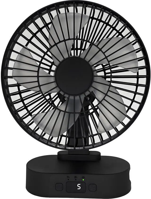 Main image of USB Small Mini Quiet Desk Fan 6-Inch Size, 5-Speed Adjustable Wind Strength with Digital Display, 3-Level Timer Auto Shut-Off, and 90-Degree Rotation (Black)