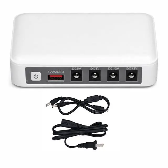 Main image of Mini UPS Battery Backup 6000mAh, Uninterruptible Power Supply with DC 5V/9V/12V Outputs, Compatible with WiFi Routers, Modems, Security Cameras, Fingerprint Scanners, Smartphones (White)