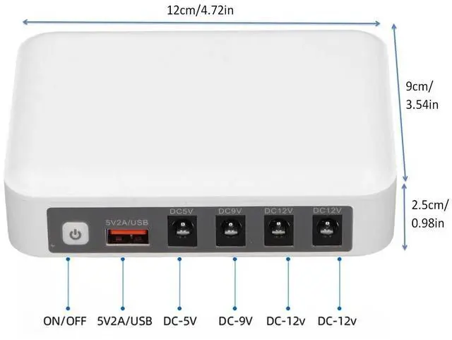 Alt view image 2 of 7 - Mini UPS Battery Backup 6000mAh, Uninterruptible Power Supply with DC 5V/9V/12V Outputs, Compatible with WiFi Routers, Modems, Security Cameras, Fingerprint Scanners, Smartphones (White)