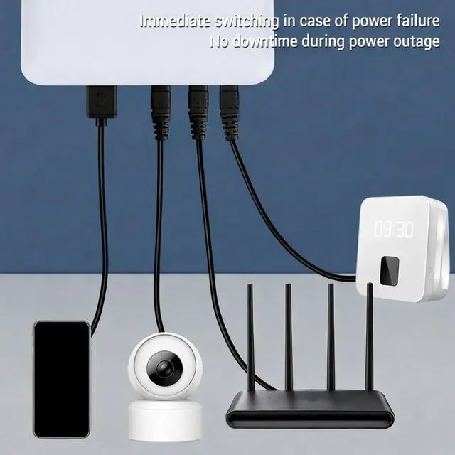 Alt view image 4 of 7 - Mini UPS Battery Backup 6000mAh, Uninterruptible Power Supply with DC 5V/9V/12V Outputs, Compatible with WiFi Routers, Modems, Security Cameras, Fingerprint Scanners, Smartphones (White)