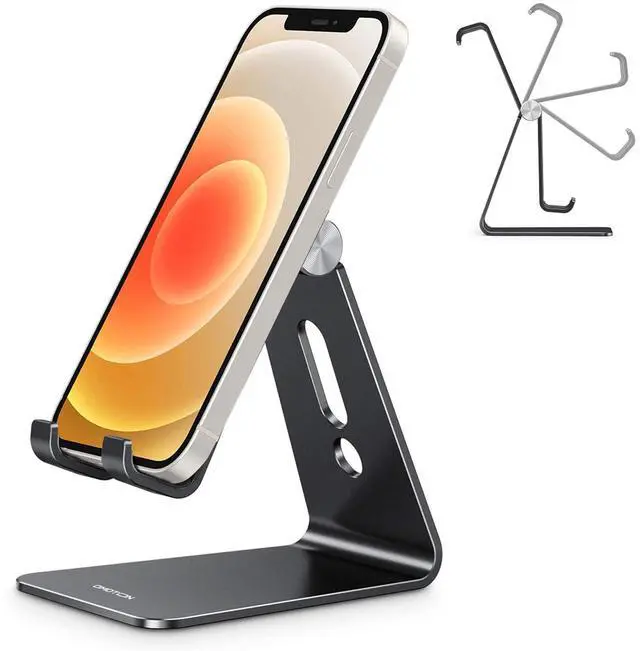 Main image of C2 Adjustable Aluminum Cell Phone Stand with Charging Cutout, Black