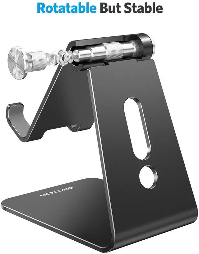 Alt view image 7 of 7 - C2 Adjustable Aluminum Cell Phone Stand with Charging Cutout, Black