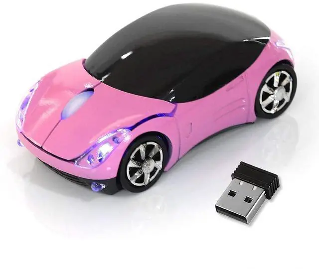 Main image of Pink Wireless Car Mouse - 2.4G Wireless with USB Receiver, Optical Mouse for PC, Laptop, Tablet - Win XP/Vista/7/ME/2000/Mac OS Pink Mouse for Her for Christmas
