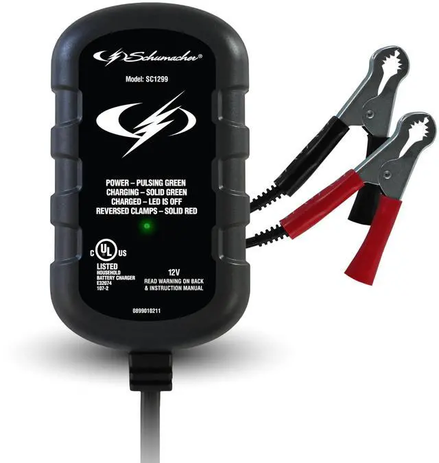 Main image of 0.8A Car Battery Charger and Maintainer, 2-in-1 Solution, for 12V Power Sport, Automotive, and Marine Batteries, SC1299