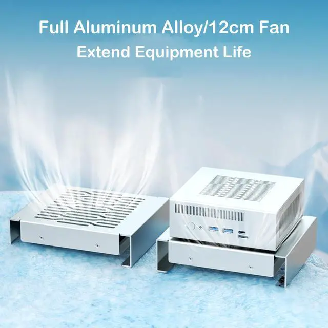 Aluminum Mini PC Cooler Stand with 120mm Fan, Desktop Cooling Base for ...