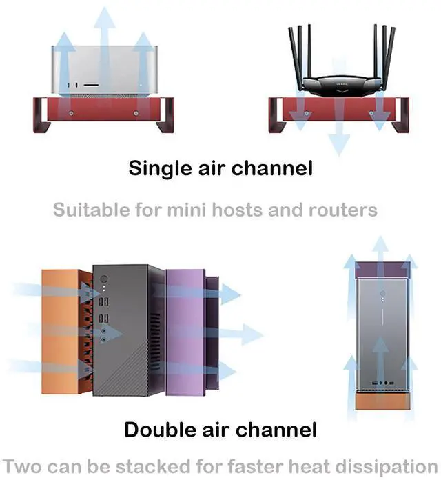 Alt view image 3 of 7 - Aluminum Mini PC Cooler Stand with 120mm Fan, Desktop Cooling Base for Mac mini, Router, Modem, Network Switch & TV Box - Heavy Duty Thermal Stand, USB Powered, Silver