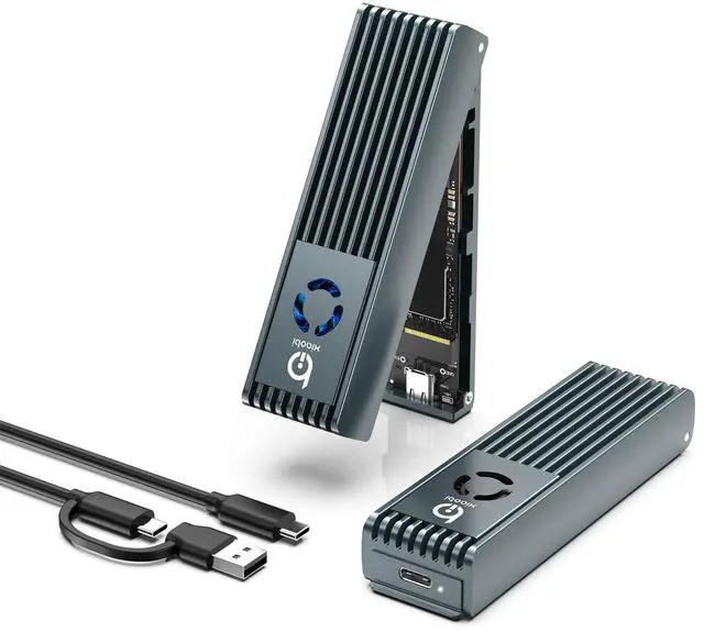 Main image of NVMe Enclosure with Cooling Fan, Tool-Free Installation,Full Aluminum Alloy, Sandwich Style Design, USB 3.2 Gen 2 PCIe Adapter for M & M+B Key NVMe/SATA M.2 SSD Case for 2230/2242/2260/2280