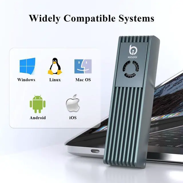 Alt view image 7 of 7 - NVMe Enclosure with Cooling Fan, Tool-Free Installation,Full Aluminum Alloy, Sandwich Style Design, USB 3.2 Gen 2 PCIe Adapter for M & M+B Key NVMe/SATA M.2 SSD Case for 2230/2242/2260/2280