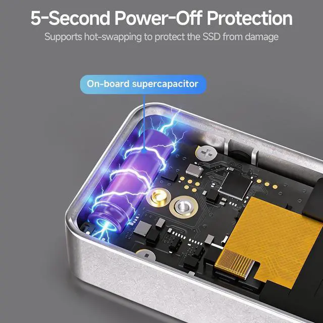 Alt view image 3 of 7 - SSD Enclosure, USB 3.2 Gen 2 (10 Gbps), M.2 NVME/SATA SSD Enclosure, USB Adapter/Reader, Solid State Drive External Enclosure, Supports M and B+M Keys and Size 2230/2242/2280 SSDs, MD86