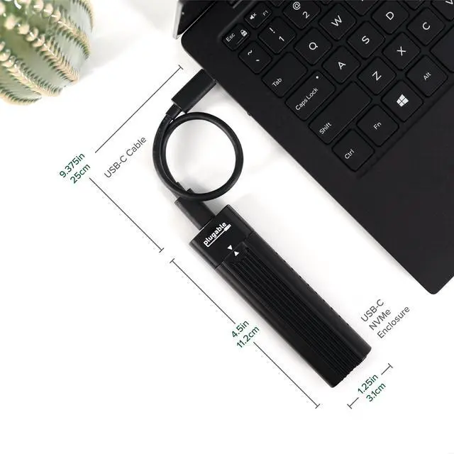 Alt view image 5 of 7 - M.2 NVMe SSD Enclosure; Tool-Free & Driverless, USB 3 Type-C, Including Thunderbolt and USB4, at 10Gbps. for M.2 NVMe SSDs 2230 to 2280 PCIe Gen 3 and 4. USB Cables Included