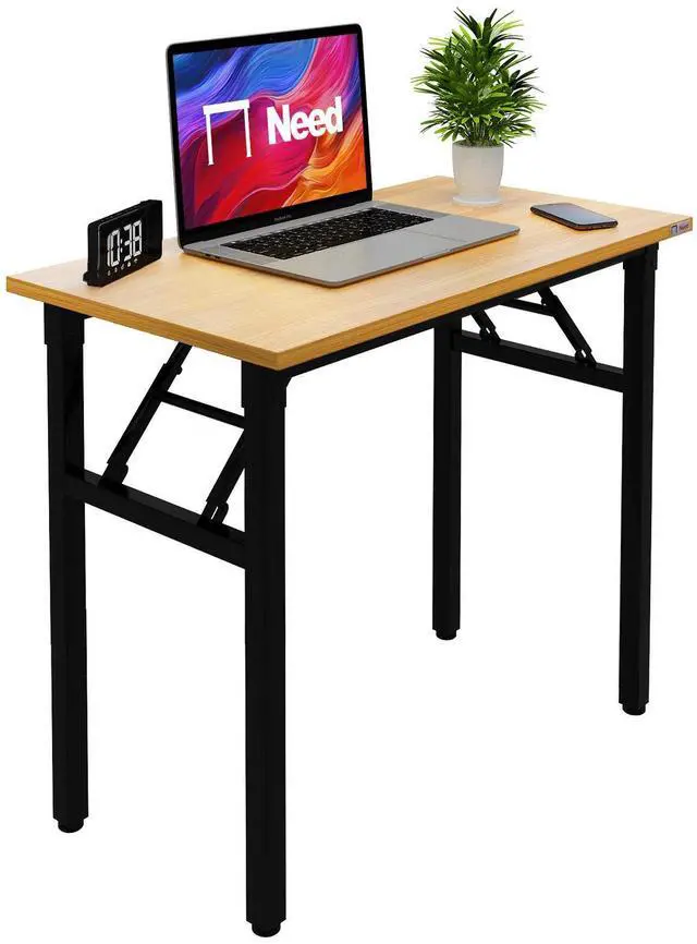 Main image of Folding Desk Small Desk 31 1/2" No Assembly Foldable Computer Desk for Small Space/Home Office/Dormitory,Teak&Black Frame