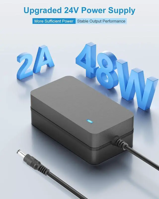 Alt view image 2 of 7 - 24 Volt Power Supply 2A 48W 24V Transformer Power Cord AC to DC Adapter 100-240V to 24V 2 Amp 1500mA 1A Converter 5.5x2.5mm for LED Strip Light CCTV Camera DC Pump, 6.2FT