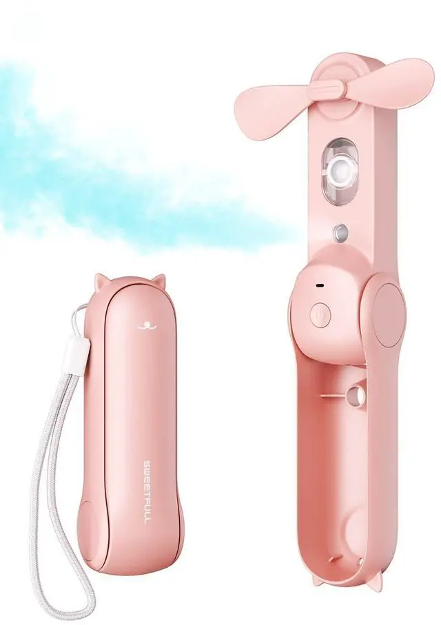 Main image of Misting Fan Portable, Handheld Personal Mister Fans, Small Fan Rechargeable, Mini Spray Water Mist, Kids Women Portable Fans For Travel, Outdoors, Hiking, Camping Home Office (Pink)