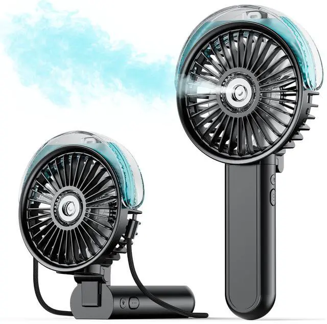 Main image of Portable Misting Fan - 180° Foldable Handheld Personal Fan with Mist Spray, 3 Speeds, 30ml Water Tank, USB Rechargeable for Travel, Outdoors, Makeup, Camping, Home, and Office Use