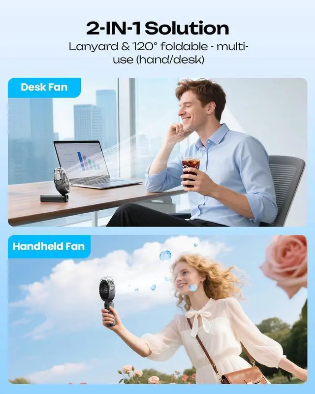 Alt view image 6 of 7 - Handheld Misting Fan Portable, Powerful High Speed, Small Personal Rechargeable Cooling Mister Fan Water Spray Mist, 4000mAh Battery Operated for Travel Indoor Outdoor Hand Desk (Black)