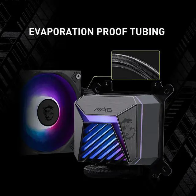 Alt view image 6 of 7 - MAG CORELIQUID A15 240 - AIO ARGB CPU Liquid Cooler - 240mm Radiator - LGA 1851 Ready - Dual 120mm ARGB PWM Fans, Black