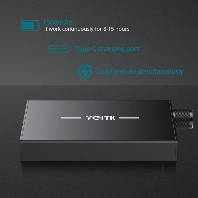 Alt view image 3 of 7 - Portable HiFi Headphone Amplifier, 16300 Rechargeable Headphone Amp Headphone Amp with 2-Stage Gain Switch, 3.5mm AUX Volume Control, Aluminum Alloy Housing Compatible with Phone, PC