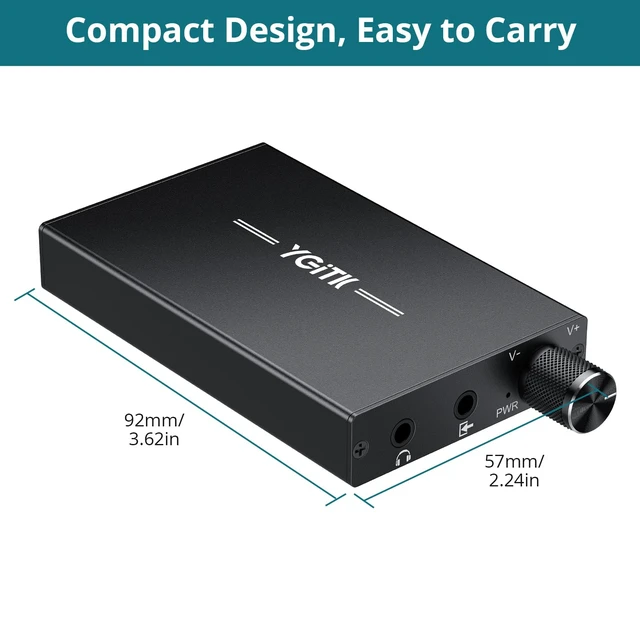 Alt view image 7 of 7 - Portable HiFi Headphone Amplifier, 16300 Rechargeable Headphone Amp Headphone Amp with 2-Stage Gain Switch, 3.5mm AUX Volume Control, Aluminum Alloy Housing Compatible with Phone, PC