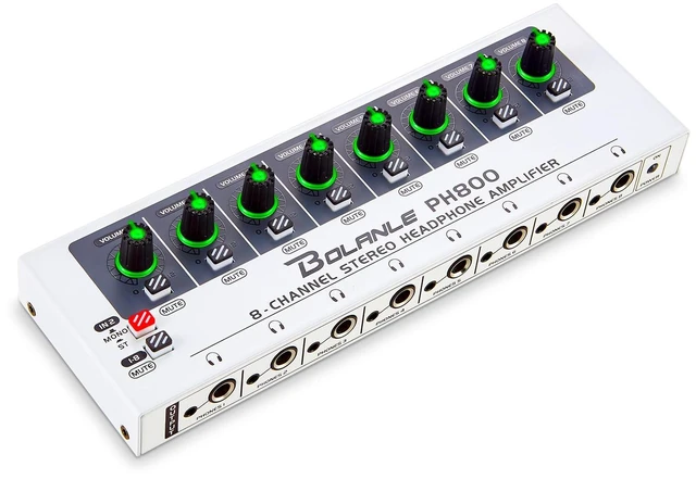 Main image of PH800 8-Channel Headphone Amplifier 16-Output 3.5mm 6.35mm 250 Drives up to 250 Headphones for Studio, Band, Home Recording