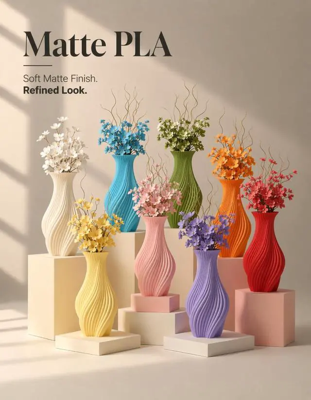 Alt view image 2 of 3 - 250g Matte PLA Filament 1.75mm Bundle, 3D Printer Filament, Premium Matte Finish, Low Reflection Surface, 250g Spool, 8 Rolls, Bone White+Red+Yellow+Olive Green+Sea Salt Blue+Orange+Purple+Pink