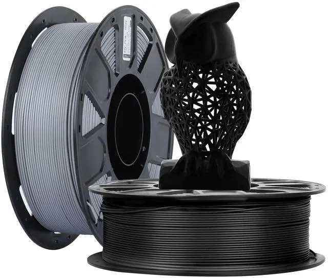 Main image of PLA Filament 1.75mm 3D Printer Filament Ender PLA No-Tangling Smooth Printing Accuracy +/- 0.02mm Fit Most FDM 3D Printers (Black & Gray 2-Pack), 2.2lbs/Spool*2
