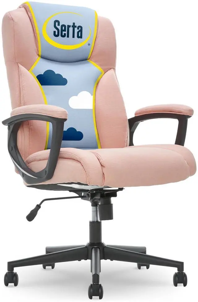Main image of Connor Executive Office Chair, Ergonomic Computer Chair with Layered Body Pillows, Contoured Lumbar, Adjustable Seat, Microfiber Fabric, Pink