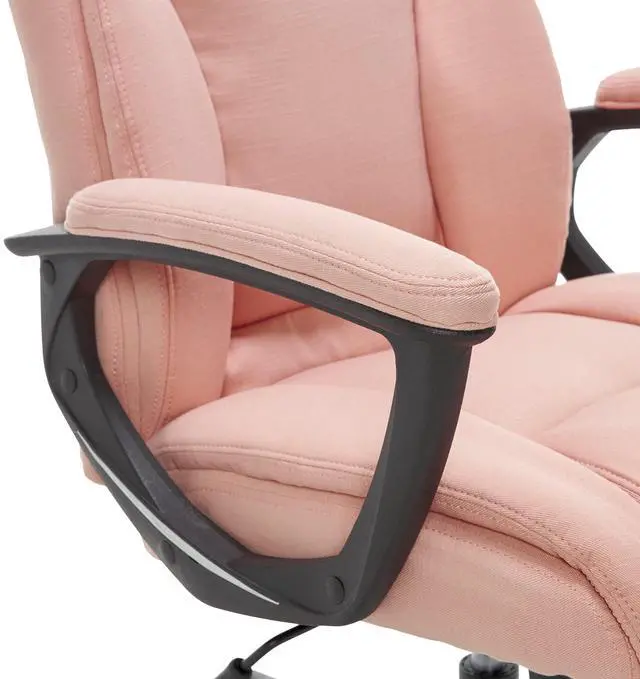 Alt view image 6 of 7 - Connor Executive Office Chair, Ergonomic Computer Chair with Layered Body Pillows, Contoured Lumbar, Adjustable Seat, Microfiber Fabric, Pink