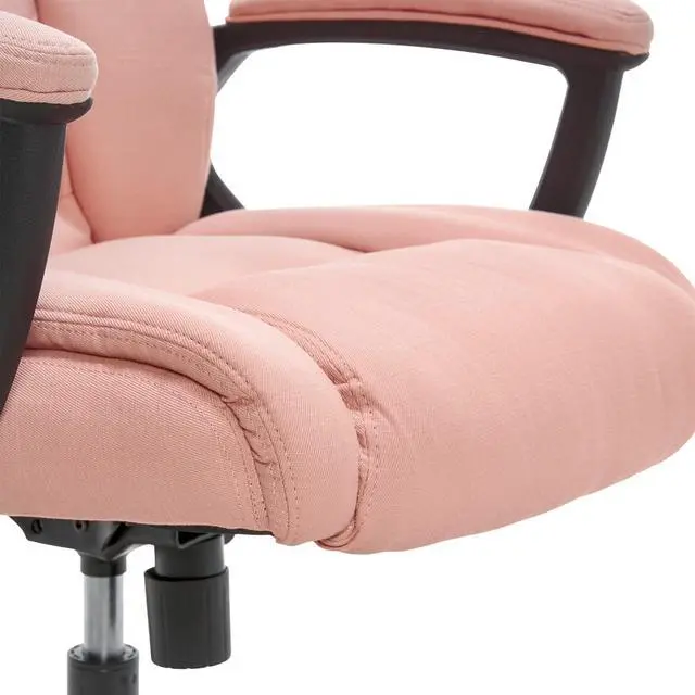 Alt view image 7 of 7 - Connor Executive Office Chair, Ergonomic Computer Chair with Layered Body Pillows, Contoured Lumbar, Adjustable Seat, Microfiber Fabric, Pink