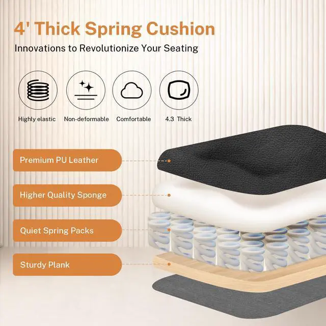 Alt view image 6 of 7 - Office Chair Flip Up Arms, Executive Leather Office Chair Ergonomic Desk Chair with Lumbar Support, Adjustable Headrest, Computer Chair Home Office Desk Chair with Rocking Function