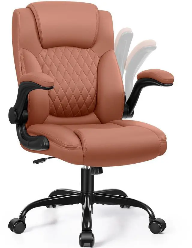 Main image of Leather Office Chair, PU Home Computer Desk Chairs with Ergonomic Back Support, 360°Swivel FreeSmall Gaming Chair with Wheels and Adjustable Armrests, for Short People Use