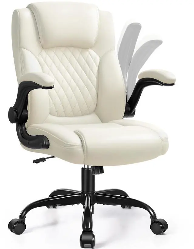 Main image of Leather Office Chair, PU Home Computer Desk Chairs with Ergonomic Back Support, 360°Swivel FreeSmall Gaming Chair with Wheels and Adjustable Armrests, for Short People Use