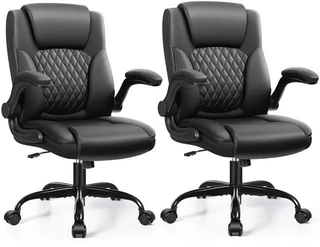 Main image of Leather Office Chair, PU Home Computer Desk Chairs with Ergonomic Back Support, 360°Swivel FreeSmall Gaming Chair with Wheels and Adjustable Armrests, for Short People Use