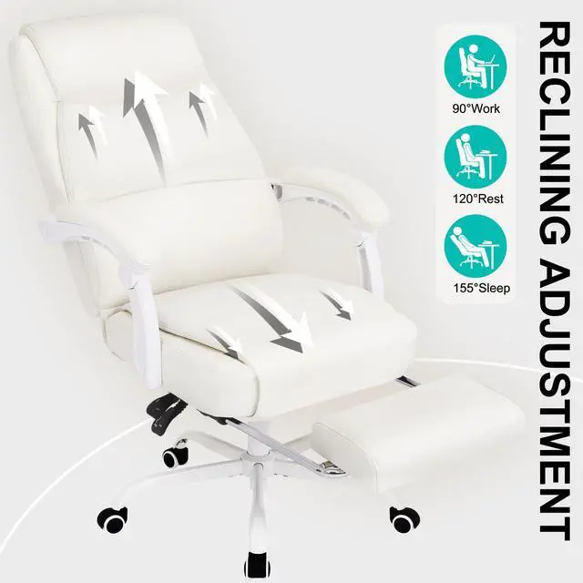Alt view image 4 of 5 - Big and Tall Office Chair with Footrest, High Back Desk Chair with Linkage Armrest, 90-155° Recline Executive Computer Chairs with Adjustable Height for Home