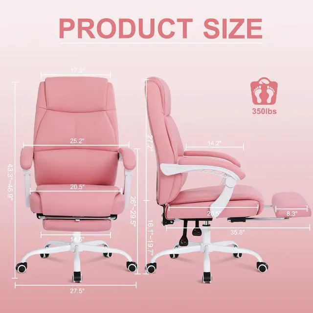 Alt view image 2 of 5 - Big and Tall Office Chair with Footrest, High Back Desk Chair with Linkage Armrest, 90-155° Recline Executive Computer Chairs with Adjustable Height for Home