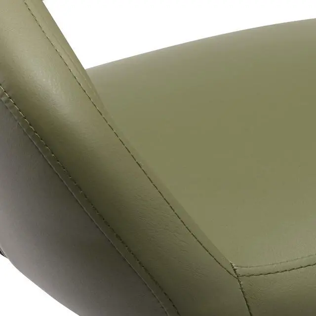 Alt view image 7 of 7 - Adjustable Bar Stool with Hollow Back and Arms, Modern PU Leather Swivel Barstool, Airlift Counter Height Bar Chair for Kitchen Dining Room (Olive Green, Black Base)