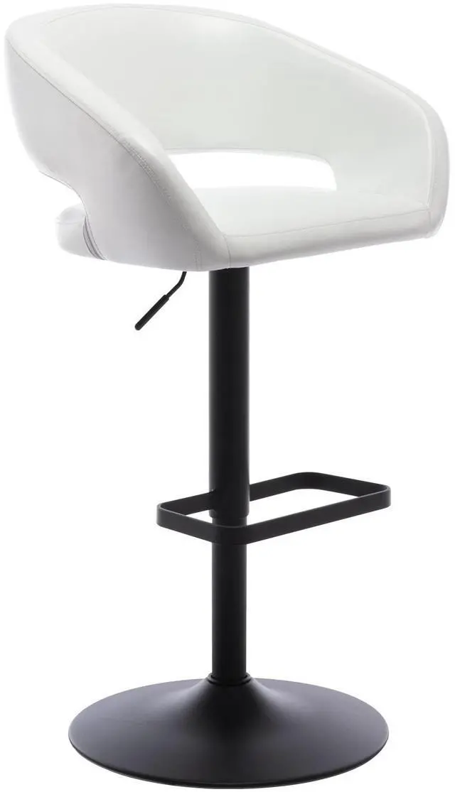 Main image of Adjustable Bar Stool with Hollow Back and Arms, Modern PU Leather Swivel Barstool, Airlift Counter Height Bar Chair for Kitchen Dining Room (Pearl White, Black Base)
